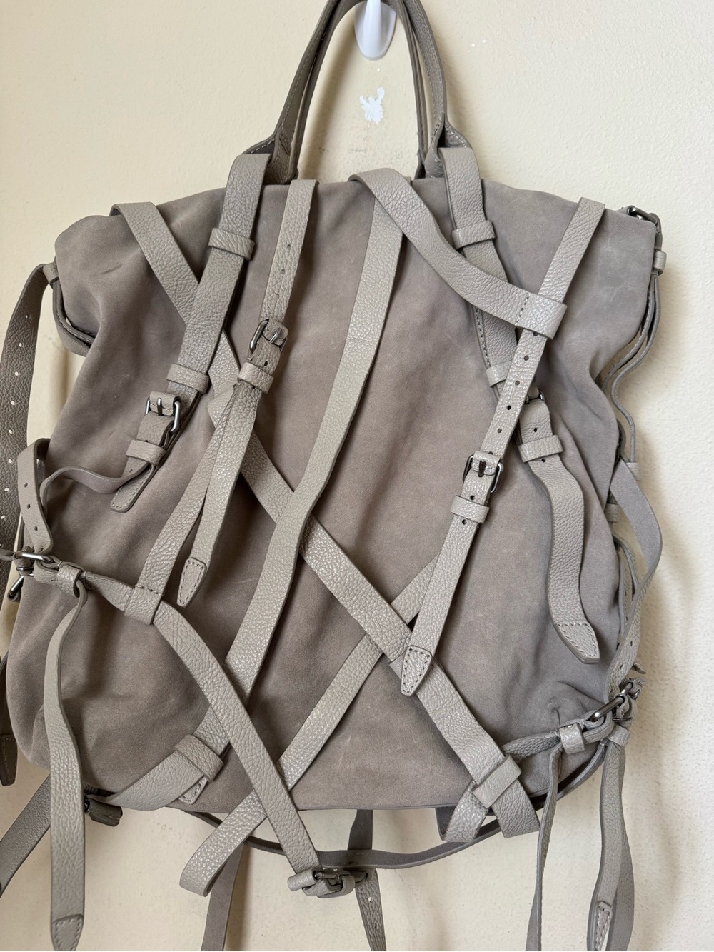 Alexander Wang Kirsten Bag Suede Leather Khaki Shoulder Strap Tote - Picture 4 of 10